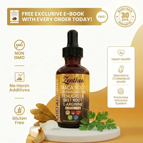 Zenthos's Maca Root Liquid Drops. Your 5-in-1 Support.